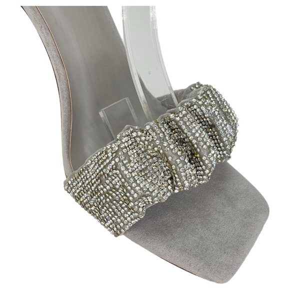 Journee Collection Arlette Grey Microfiber Rhinestone Womens Heels Size 9.5M - Picture 7 of 13